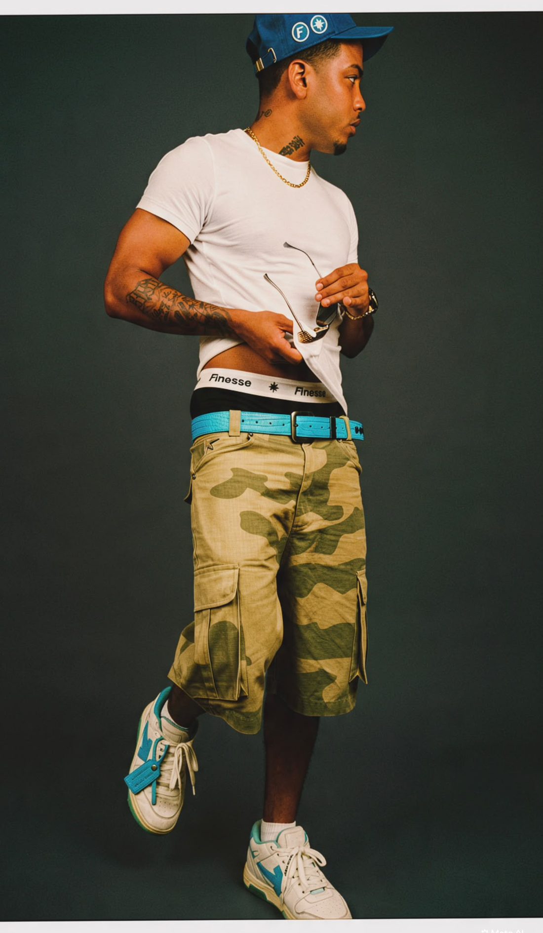 Fit check, débardeur blanc et cargo camouflage
